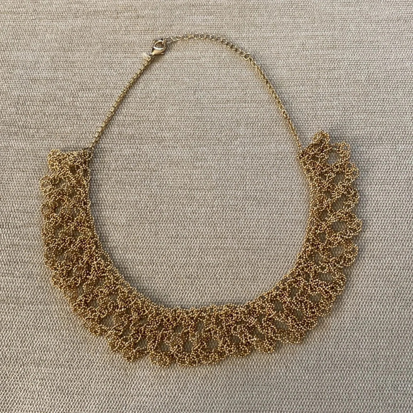 Natasha Gold Beaded Chunky Bib Collar Statement Necklace - Picture 1 of 9